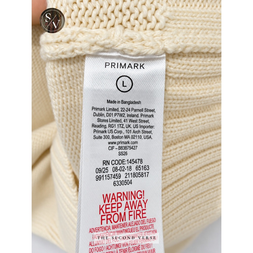 Primark Womens Large Cream Oversized Crewneck Sweater Minimalist Slouchy - Picture 6 of 9